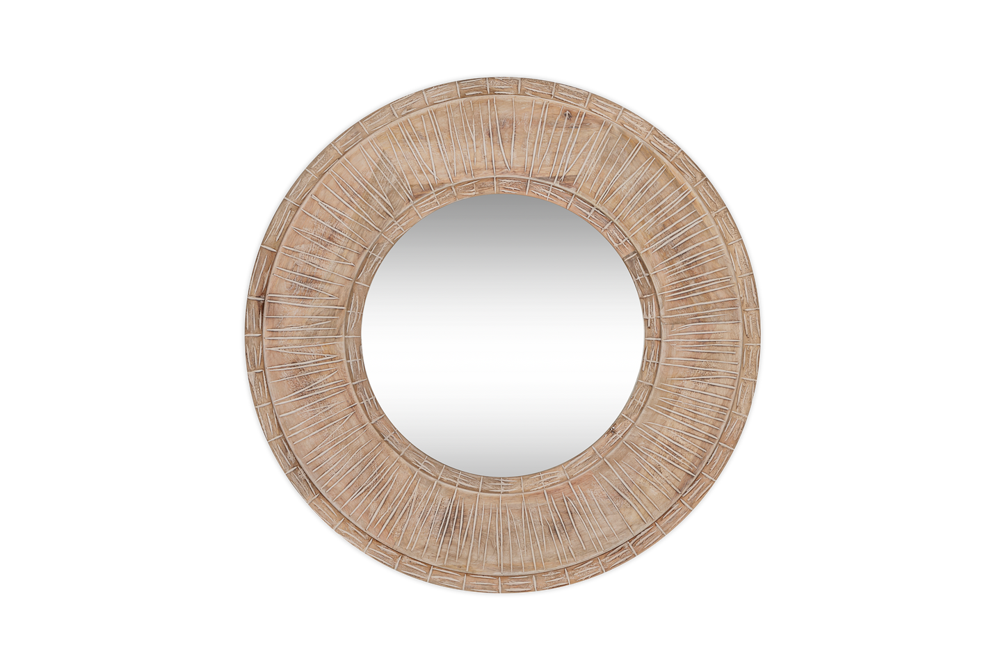 Itwa Mango Wood Carved Mirror - Natural