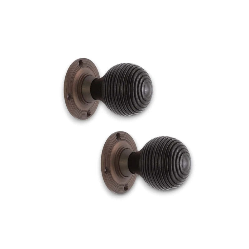 Ebonised Wooden Beehive Rim Door Knob Home Decor