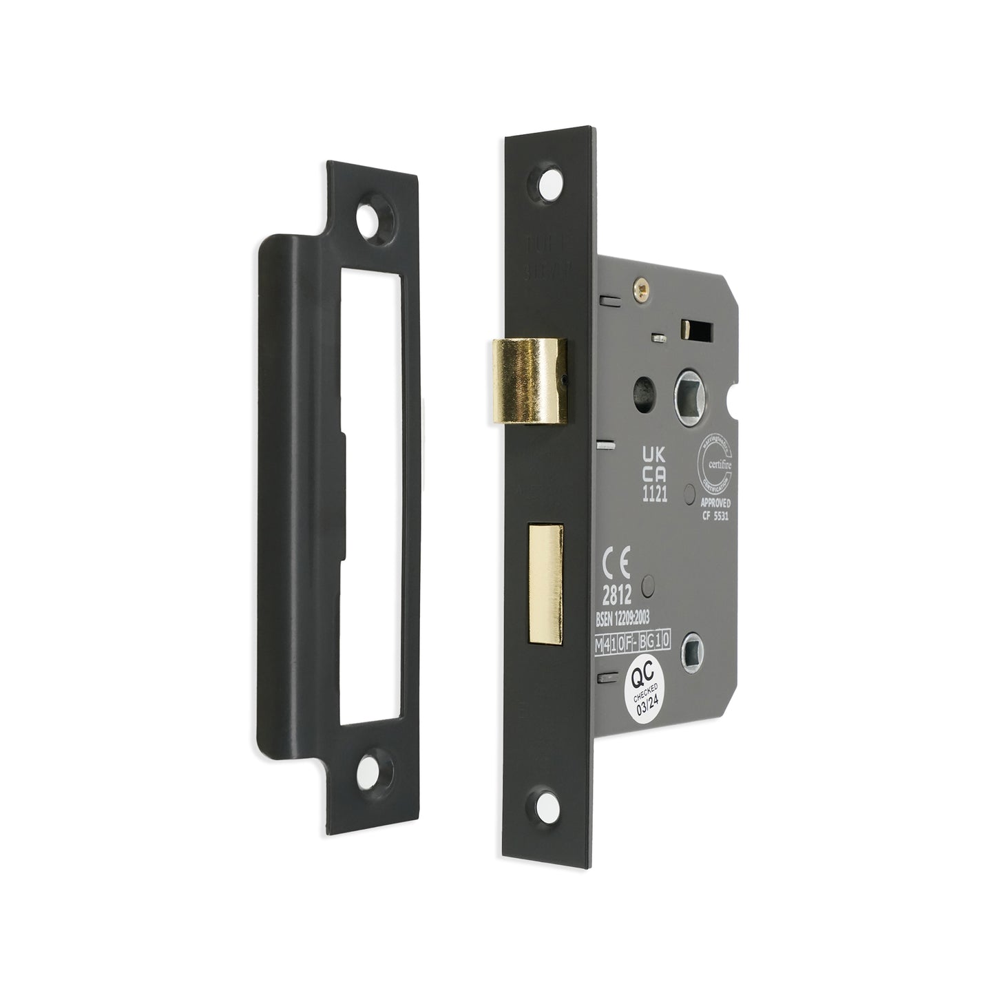 2.5" CE 3 Lever Bathroom Lock FD60 - Gunmetal Grey
