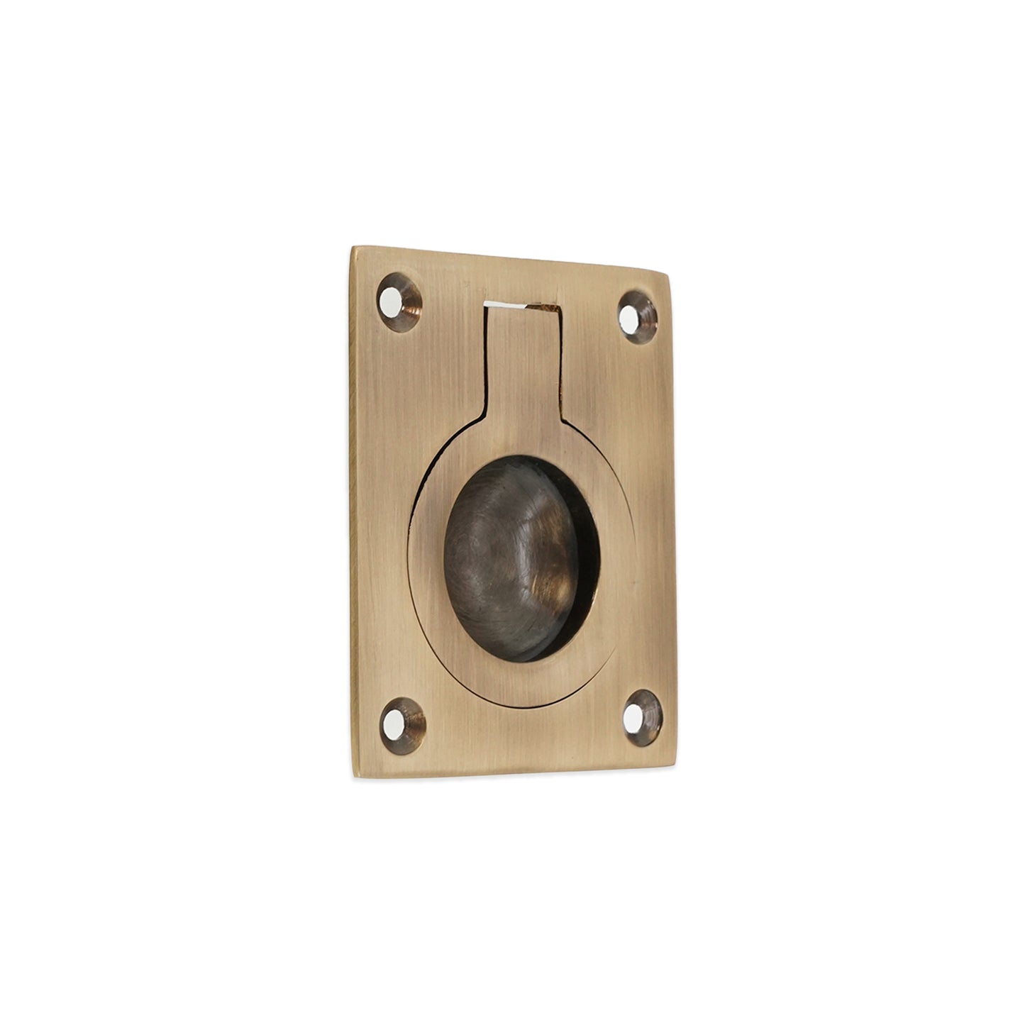 Ring Pull Square Flush Antique Brass