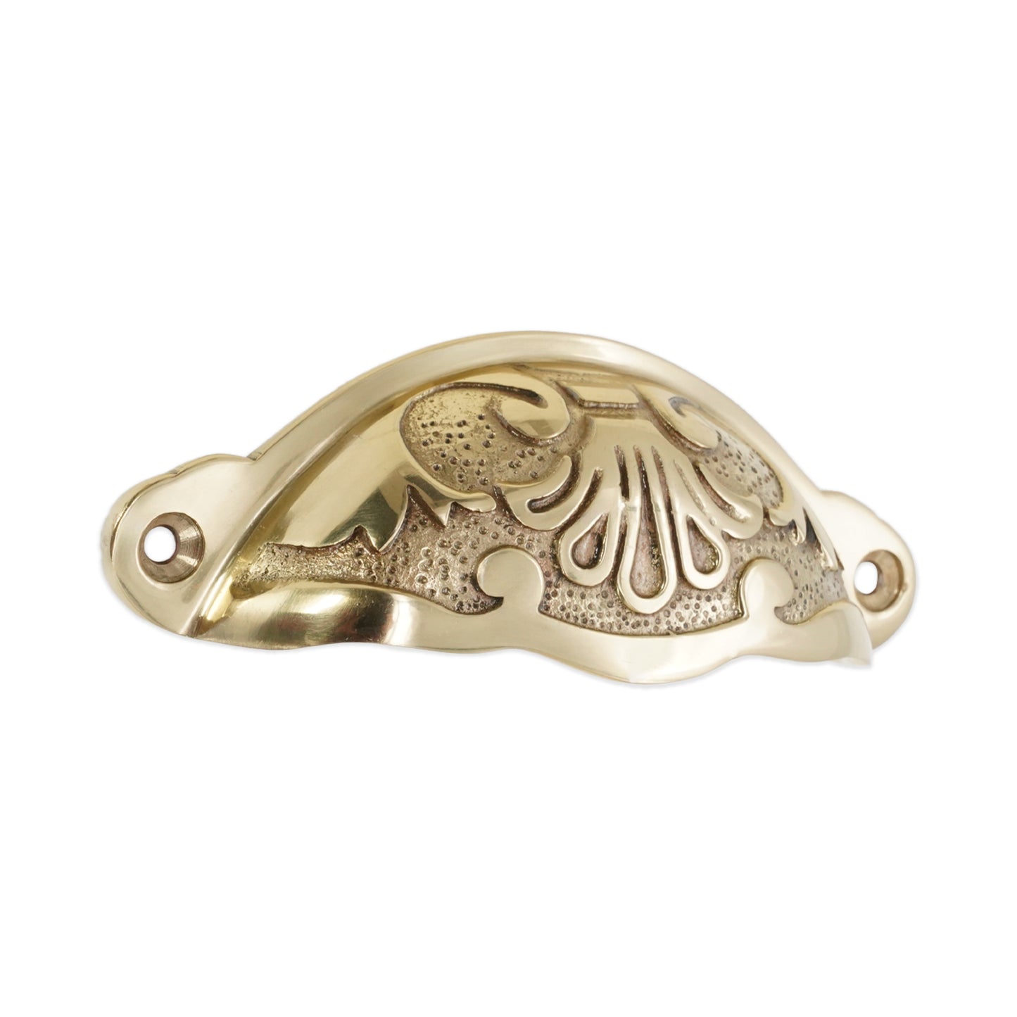 Floral Cup Pull Polished Brass