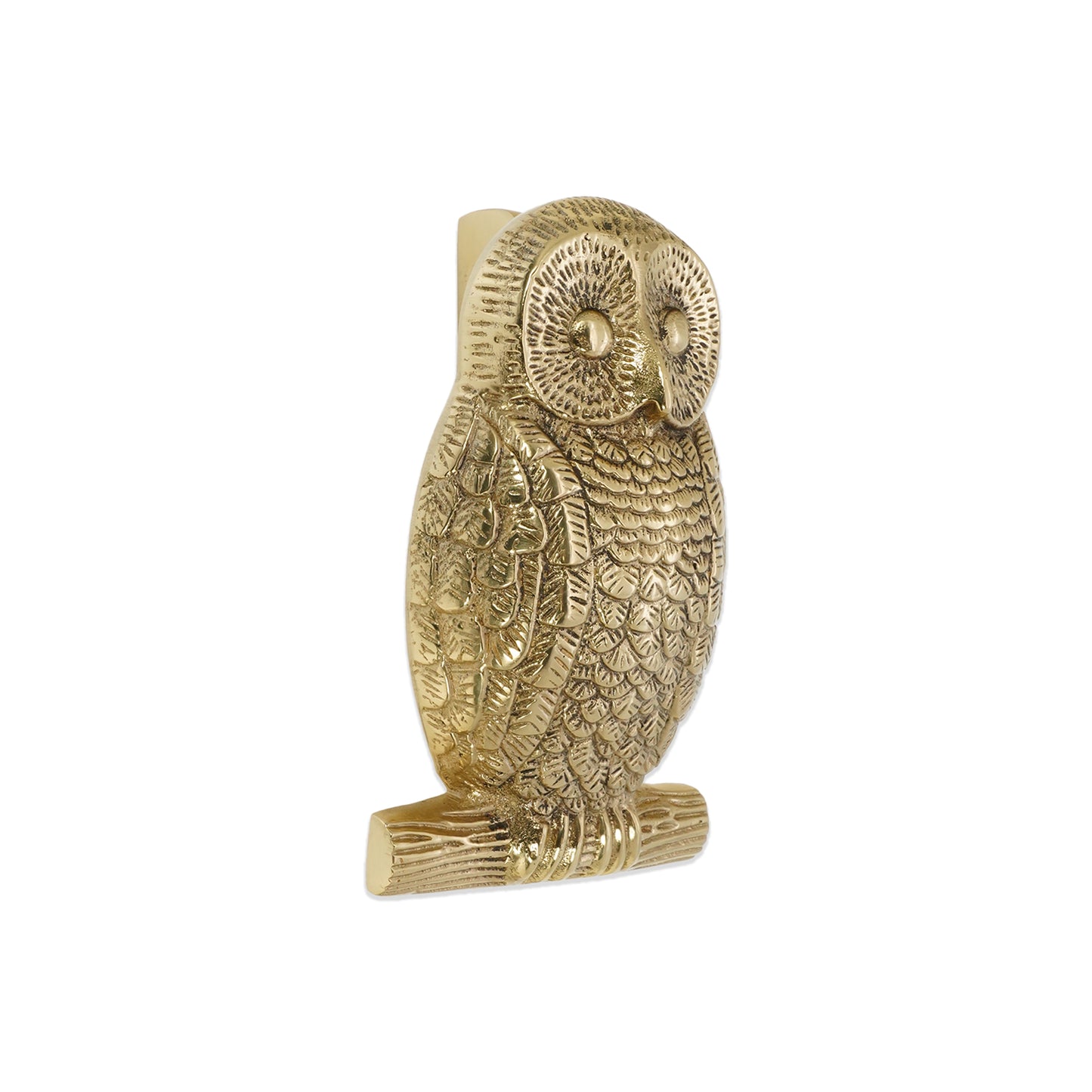 Heurtoir de porte hibou en laiton poli