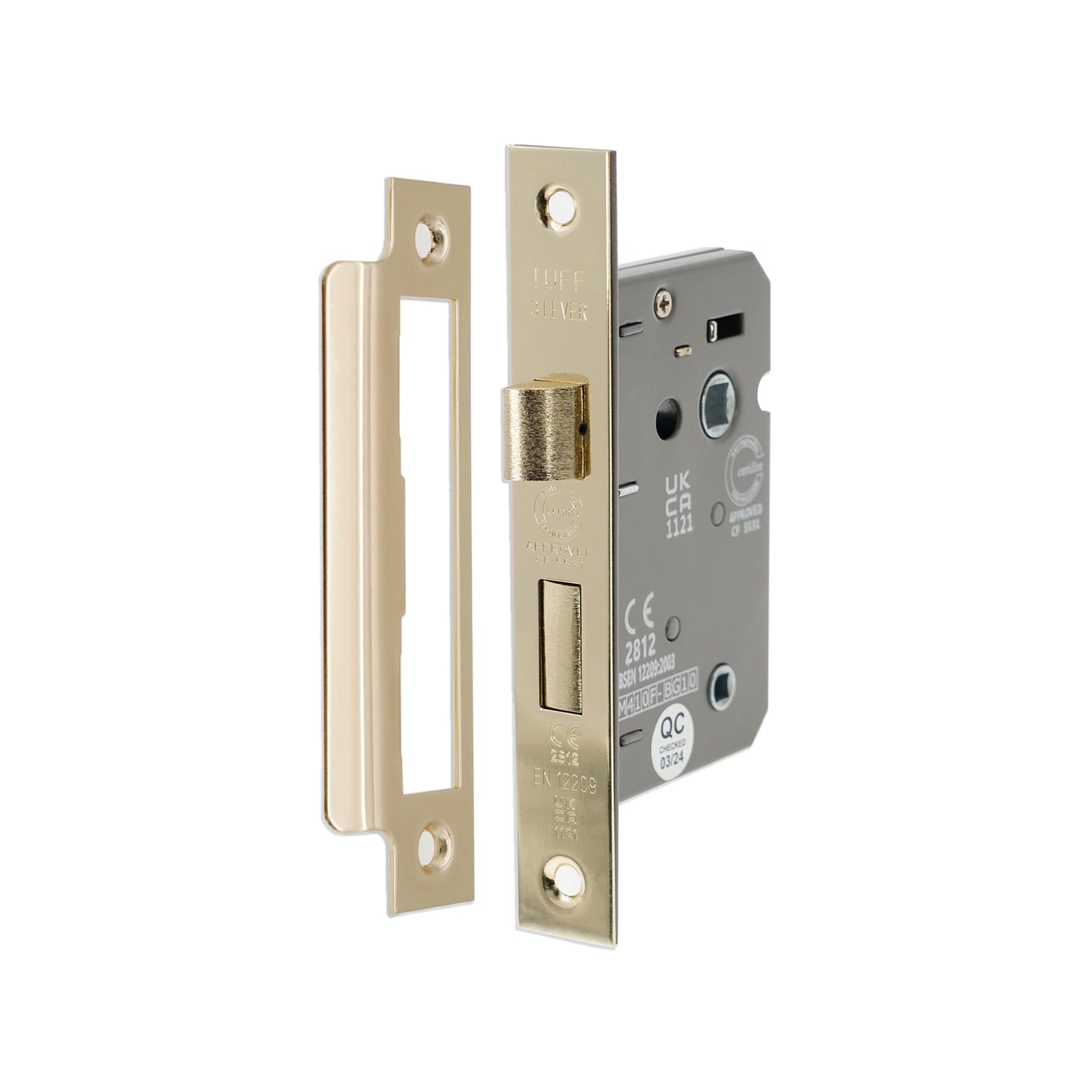 Serrure de salle de bain à 3 leviers CE 2,5" FD60 - Laiton électro