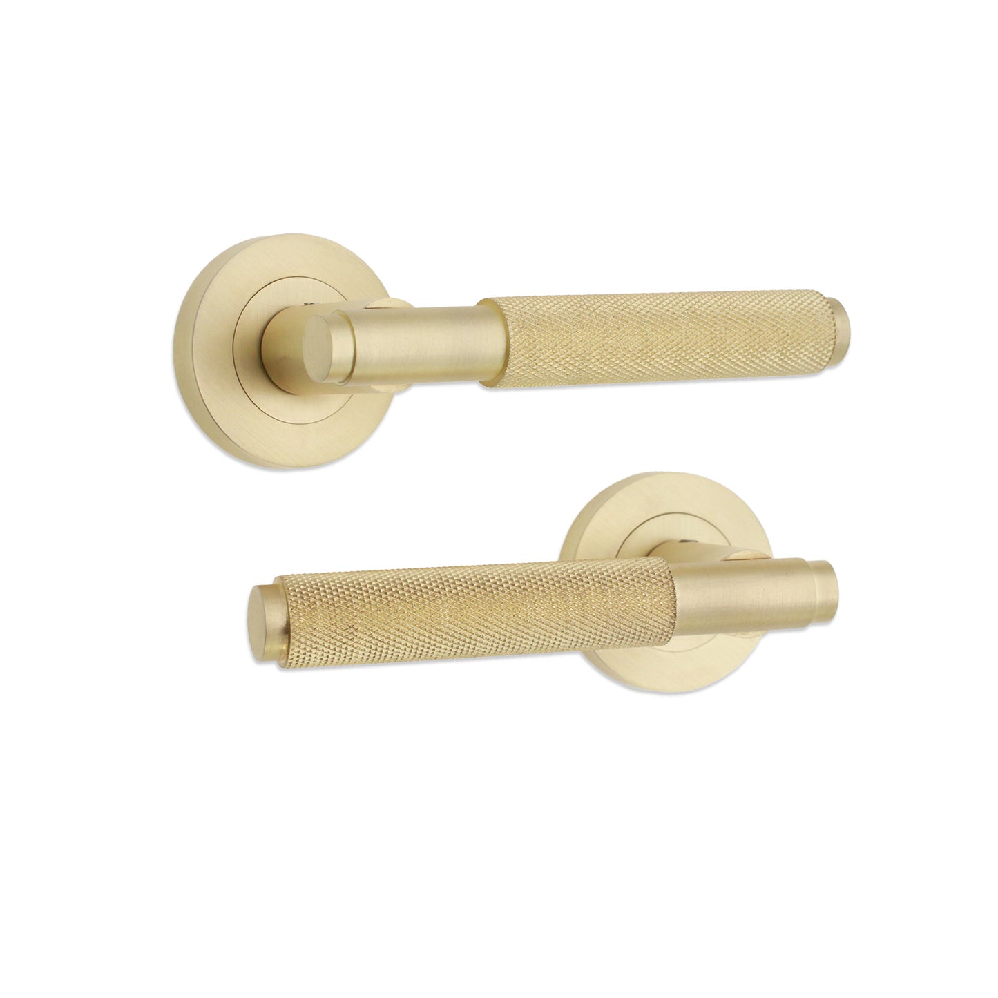 Knurled Lever on Rose Satin Brass Home Decor