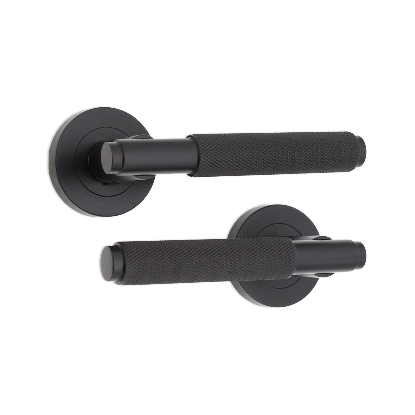 Knurled Lever on Rose Matt Black Home Decor