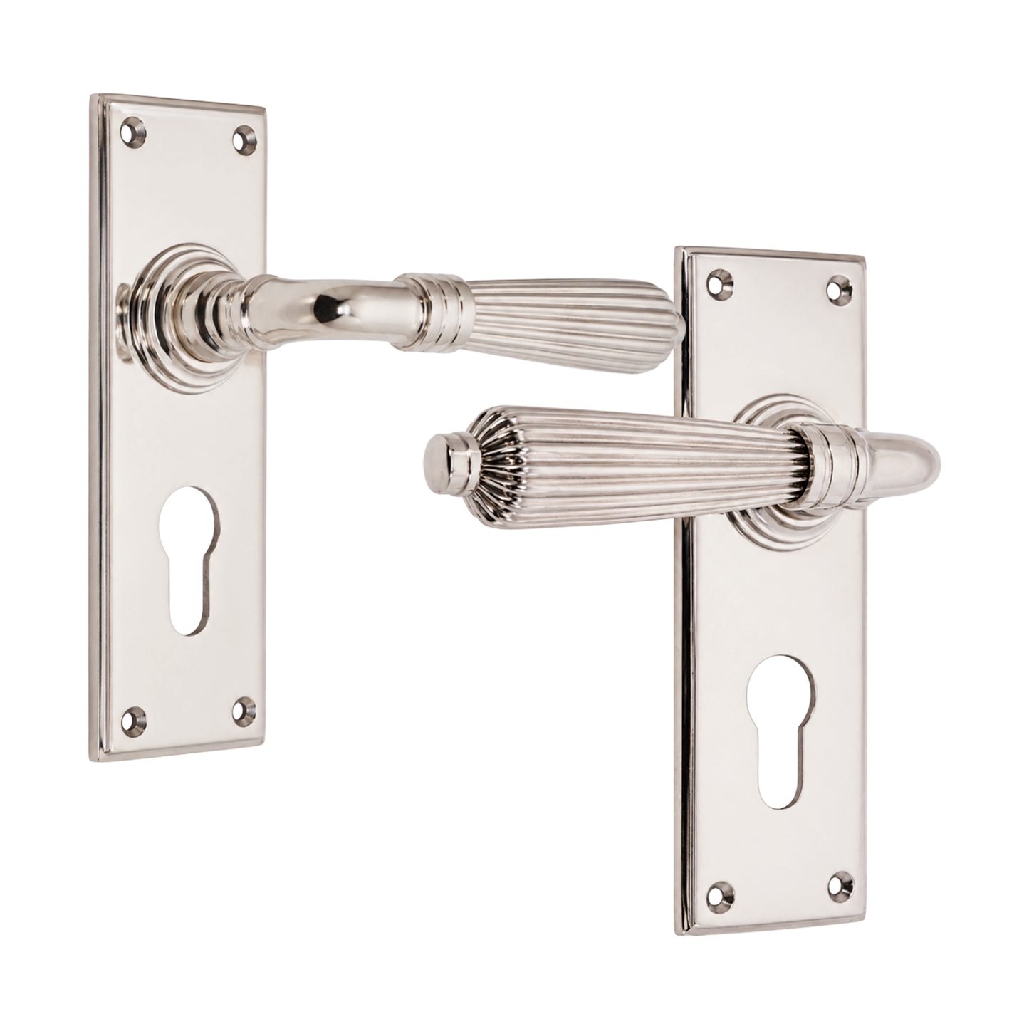 Polished Nickel Regency Lever on Backplate Euro Home Decor