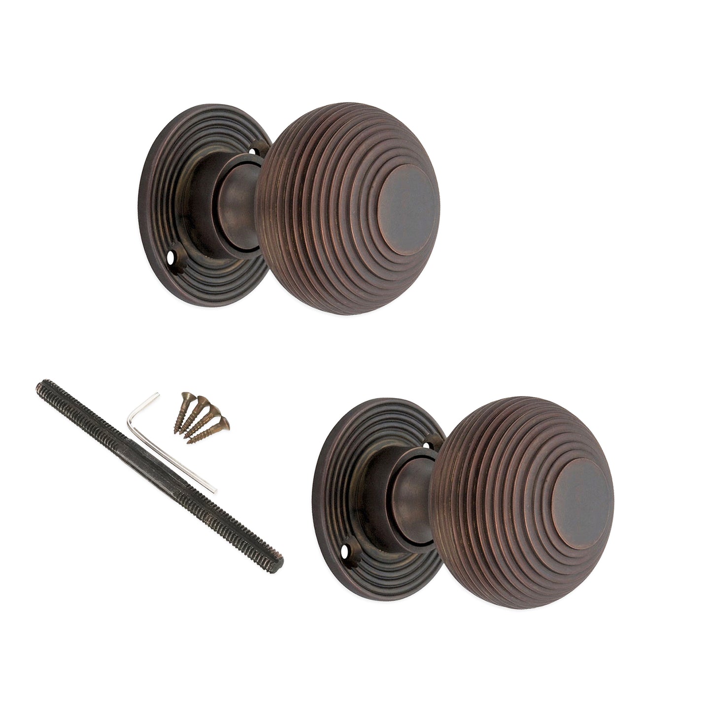 Beehive Rim Door Knob Aged Bronze Home Decor