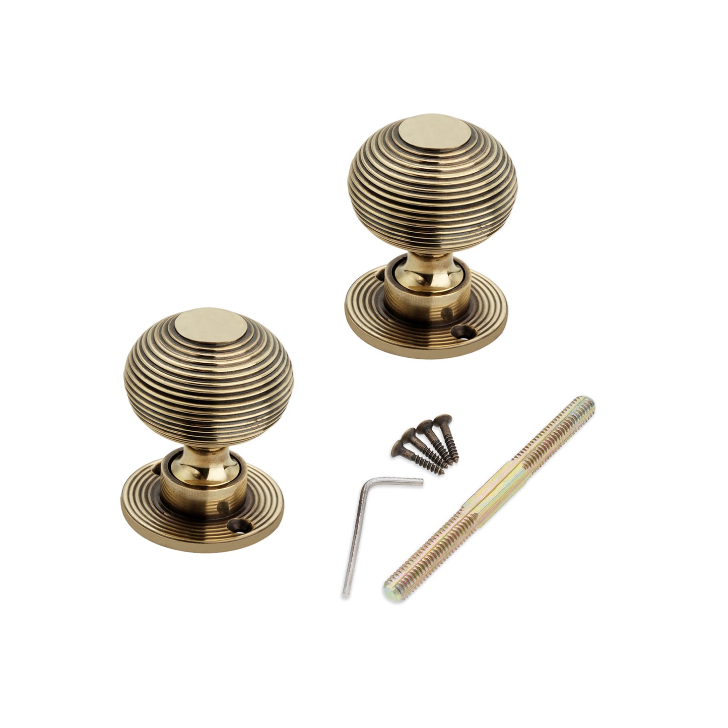 Beehive Rim Door Knob Aged Brass Home Decor