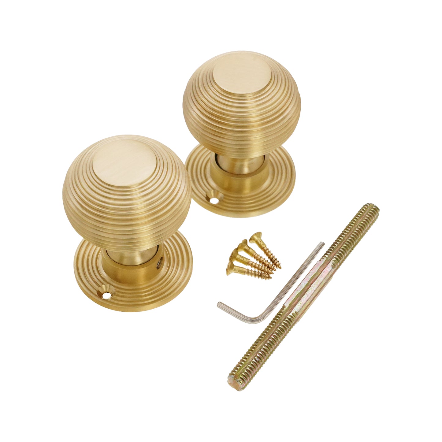 Beehive Rim Door Knob Satin Brass Home Decor