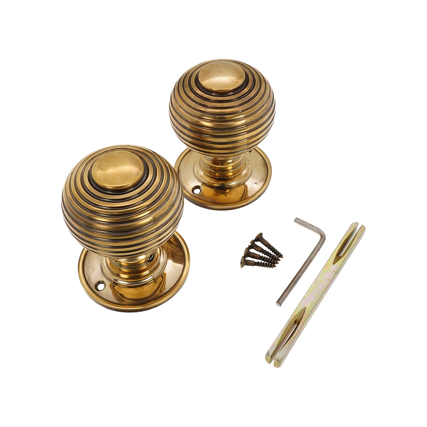 Beehive Door Knob Aged Brass Home Decor
