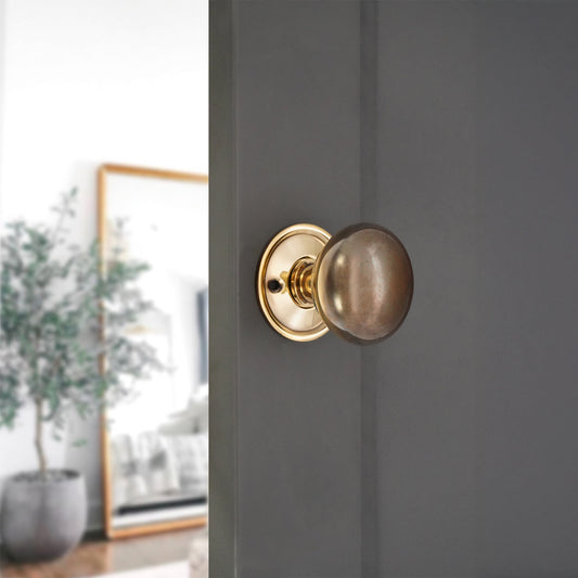 Cottage Large 50mm Mortice/Rim Door Knob Aged Brass