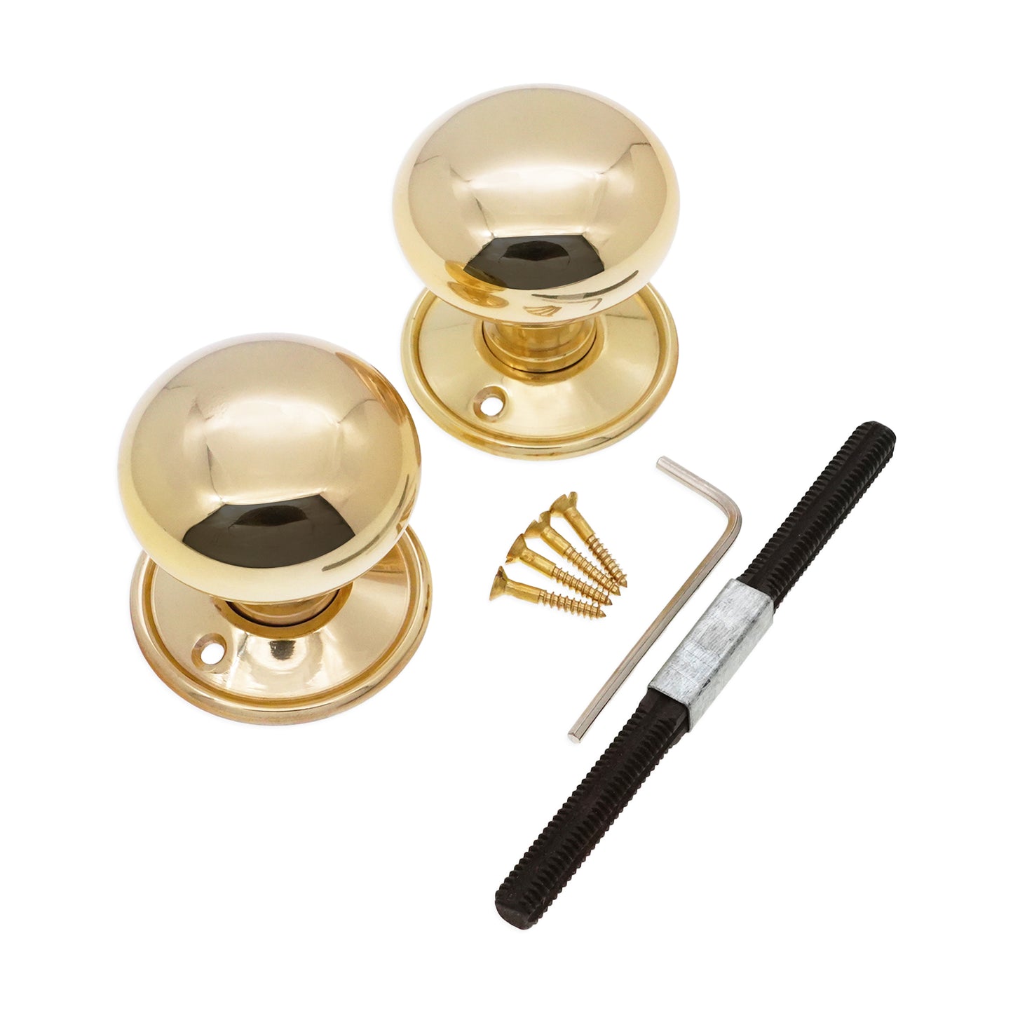 Cottage Large Rim Door Knob Polished Brass Home Decor