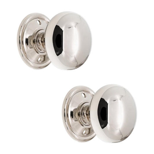 Cottage Large 50mm Rim/Mortice Door Knob Polished Nickel