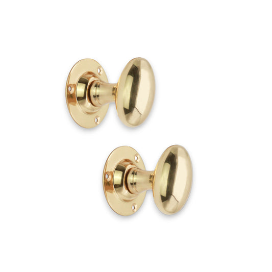 Oval Mortice Door Knob Polished Brass