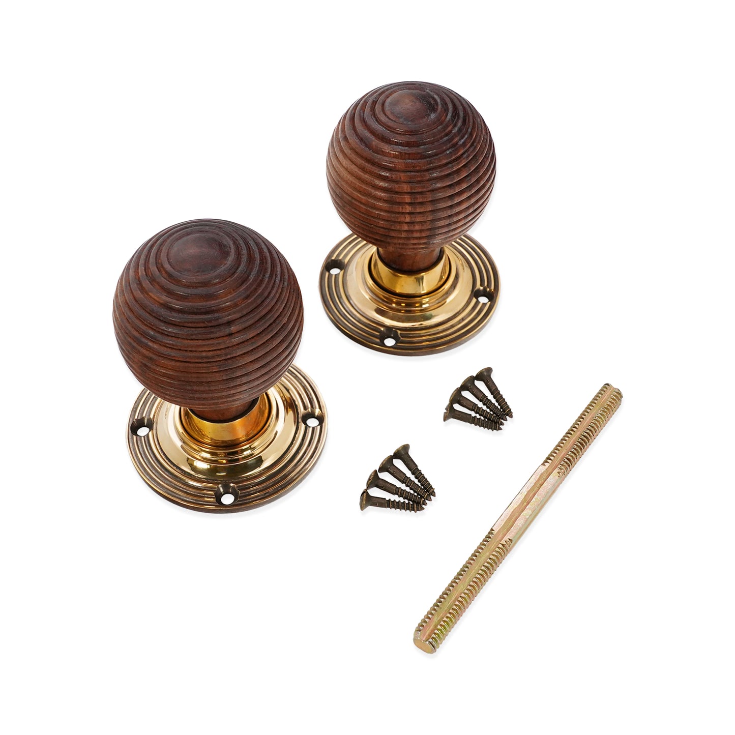 Rosewood Beehive Door Knob Aged Brass Home Decor