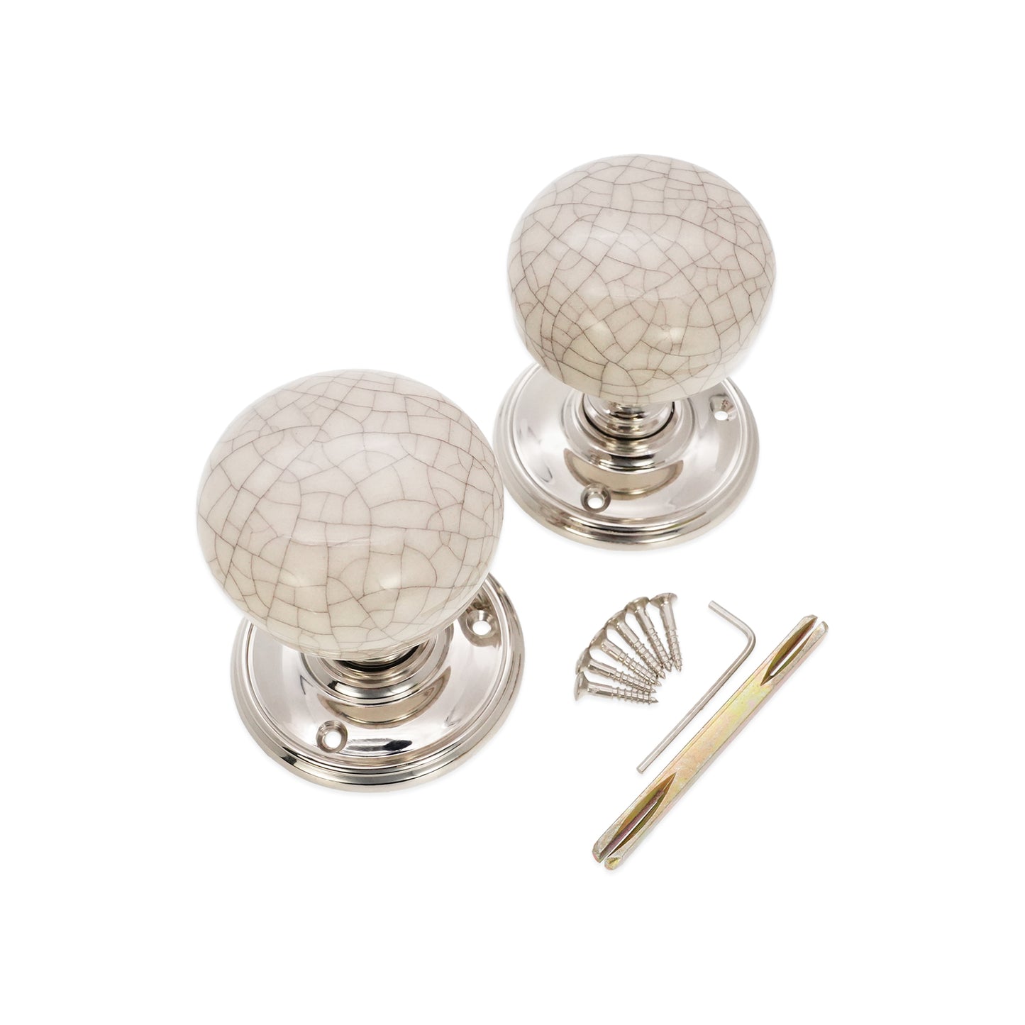 Ceramic Door Knob Polished Nickel Home Decor