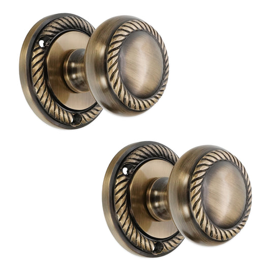 Georgian Mortice Door Knob Antique Brass