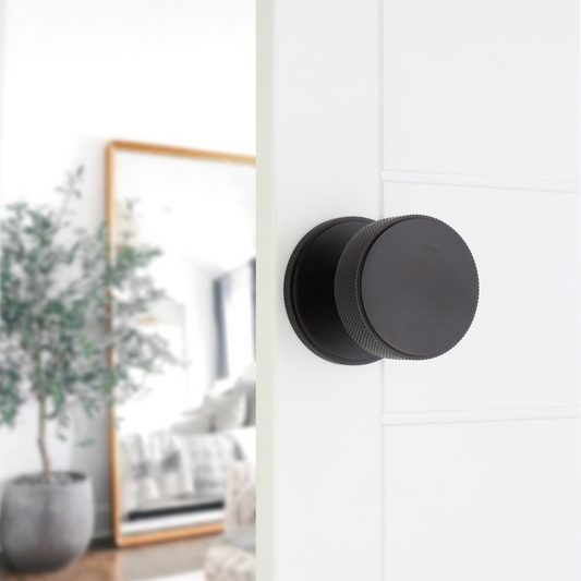 Connaught Knurled Mortice Door Knob Matt Black