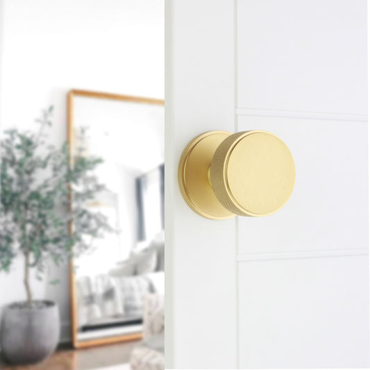 Connaught Knurled Mortice Door Knob Satin Brass