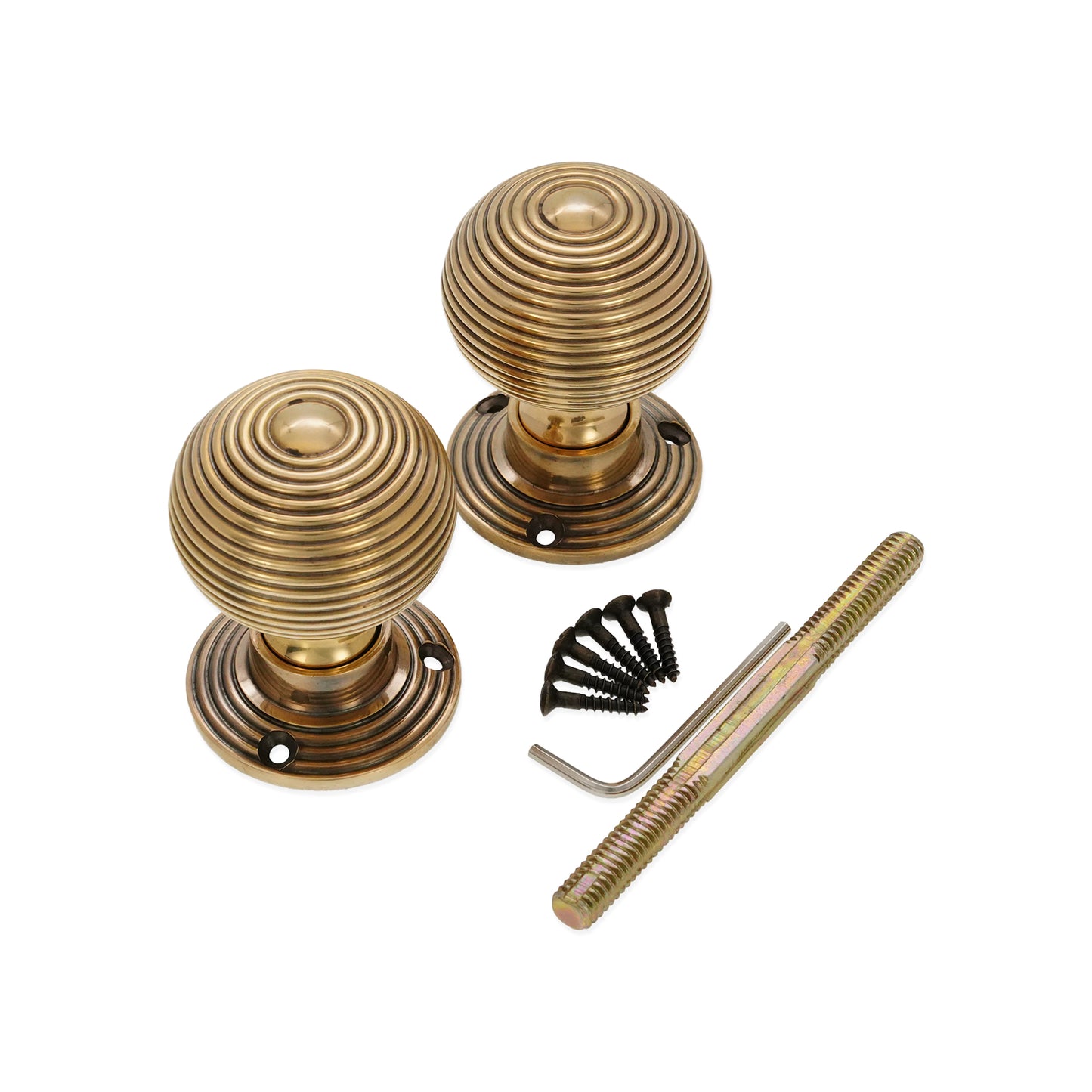 Beehive Rim Door Knob Aged Brass Home Decor
