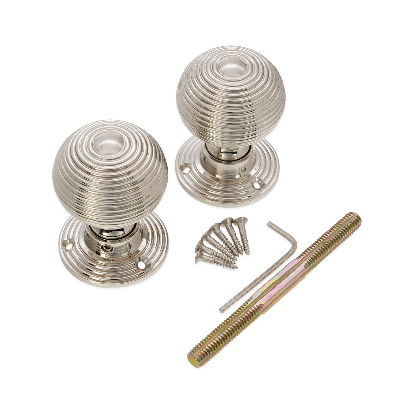 Beehive Rim Door Knob Polished Nickel Home Decor