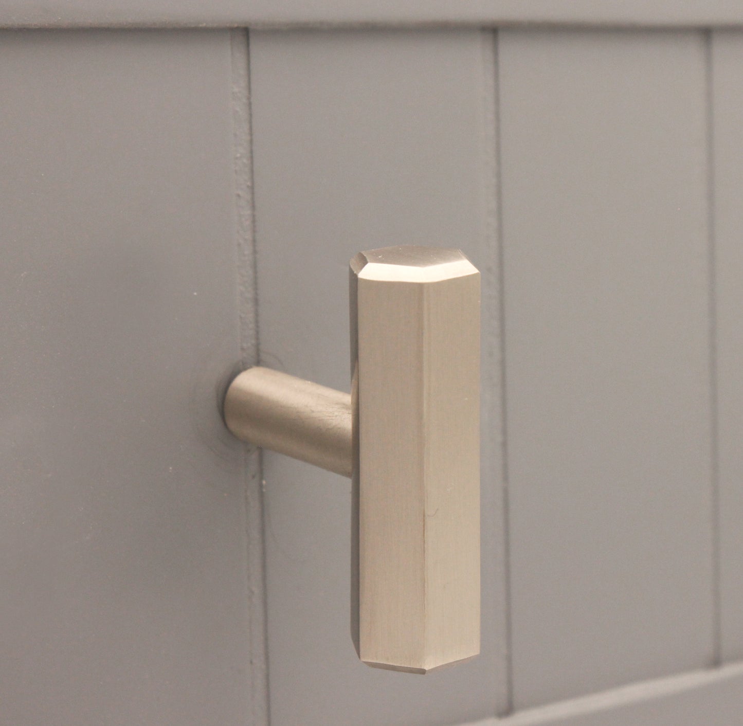 Hexagonal T bar Cupboard Pull Satin Silver Home Decor