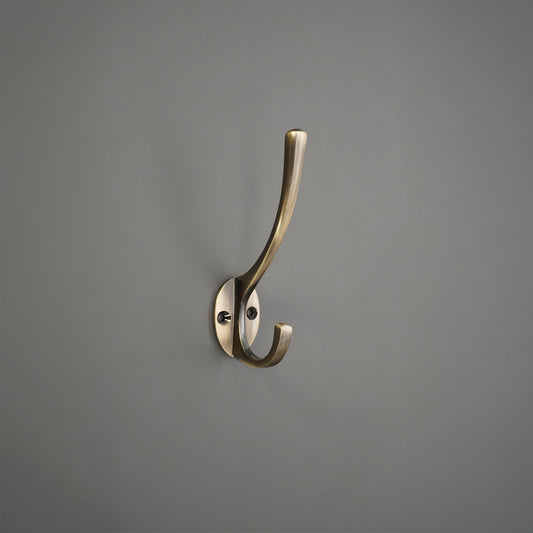 Viktorianischer Kleiderhaken, 115 mm, antikes Messing