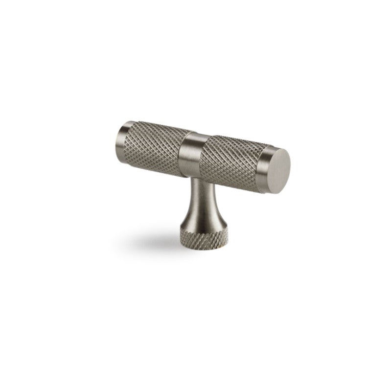 Knurled T bar Cupboard Pull Satin Silver Home Decor
