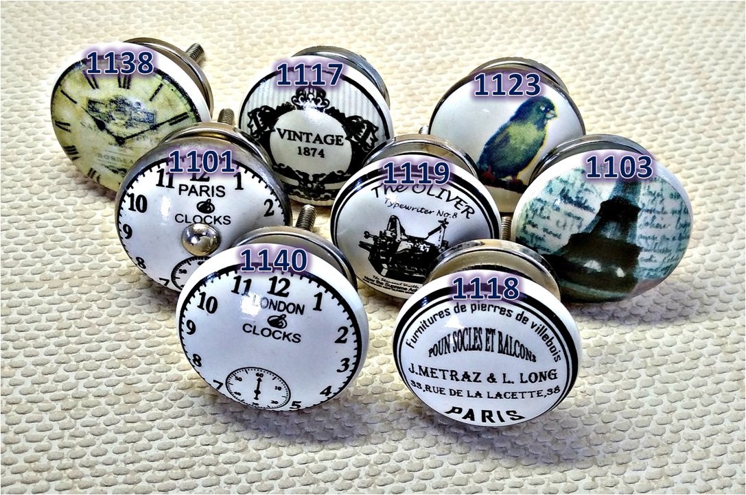 VINTAGE TYPO CERAMIC CUPBOARD KNOBS