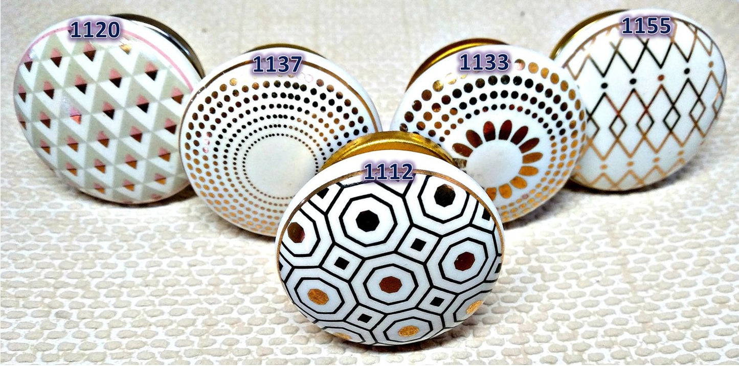 BOUTONS DE PLACARD EN CÉRAMIQUE GÉOMÉTRIQUE CHIC