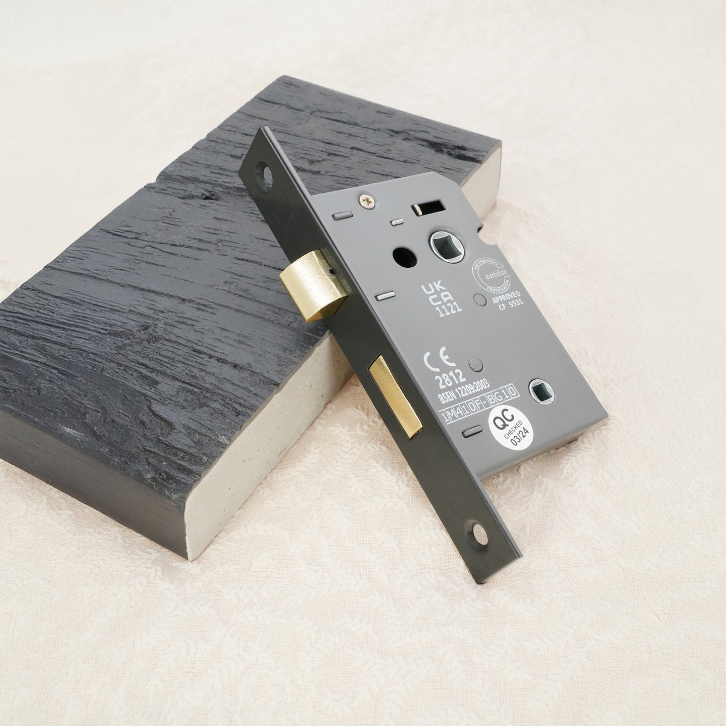 2.5" CE 3 Lever Bathroom Lock FD60 - Gunmetal Grey