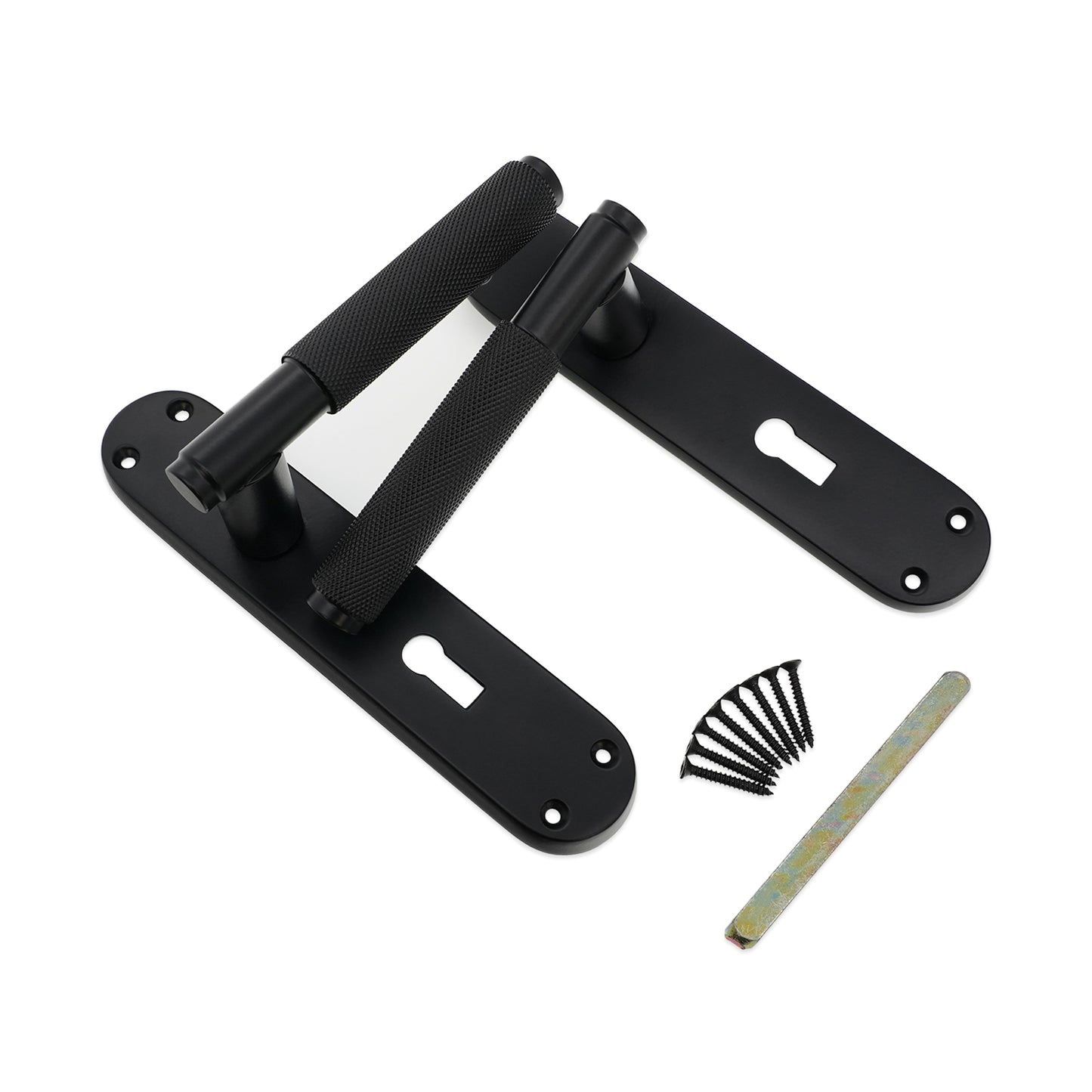 Connaught Knurled Lever on Backplate Lock Matt Black
