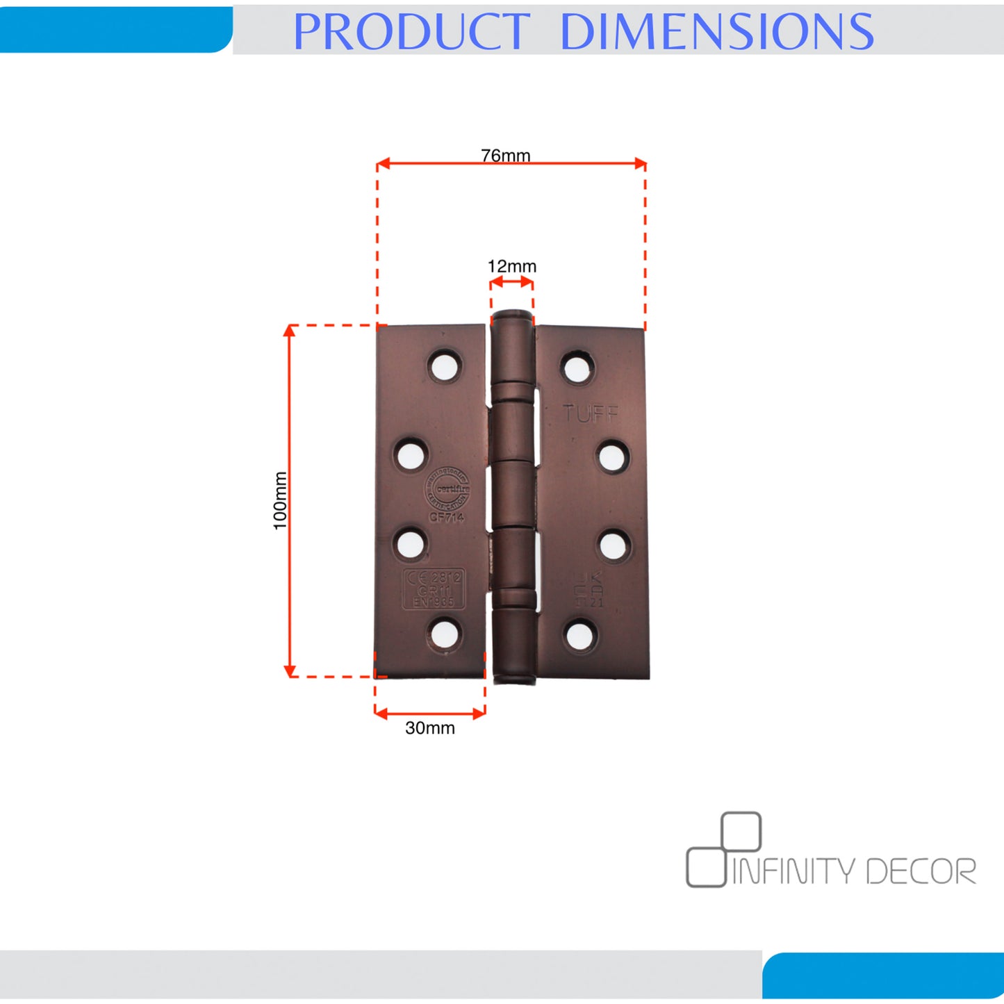 CE11 Mild Steel BB Butt Hinge - Aged Bronze