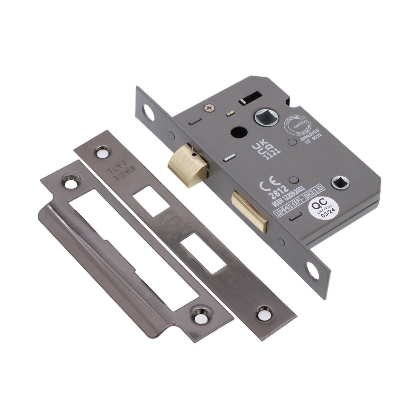 2.5" CE 3 Lever Bathroom Lock FD60 - Black Nickel