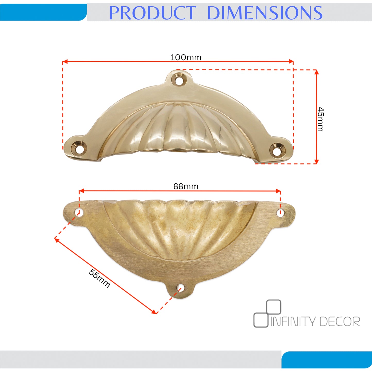 Shell Cup Pull Polished Brass
