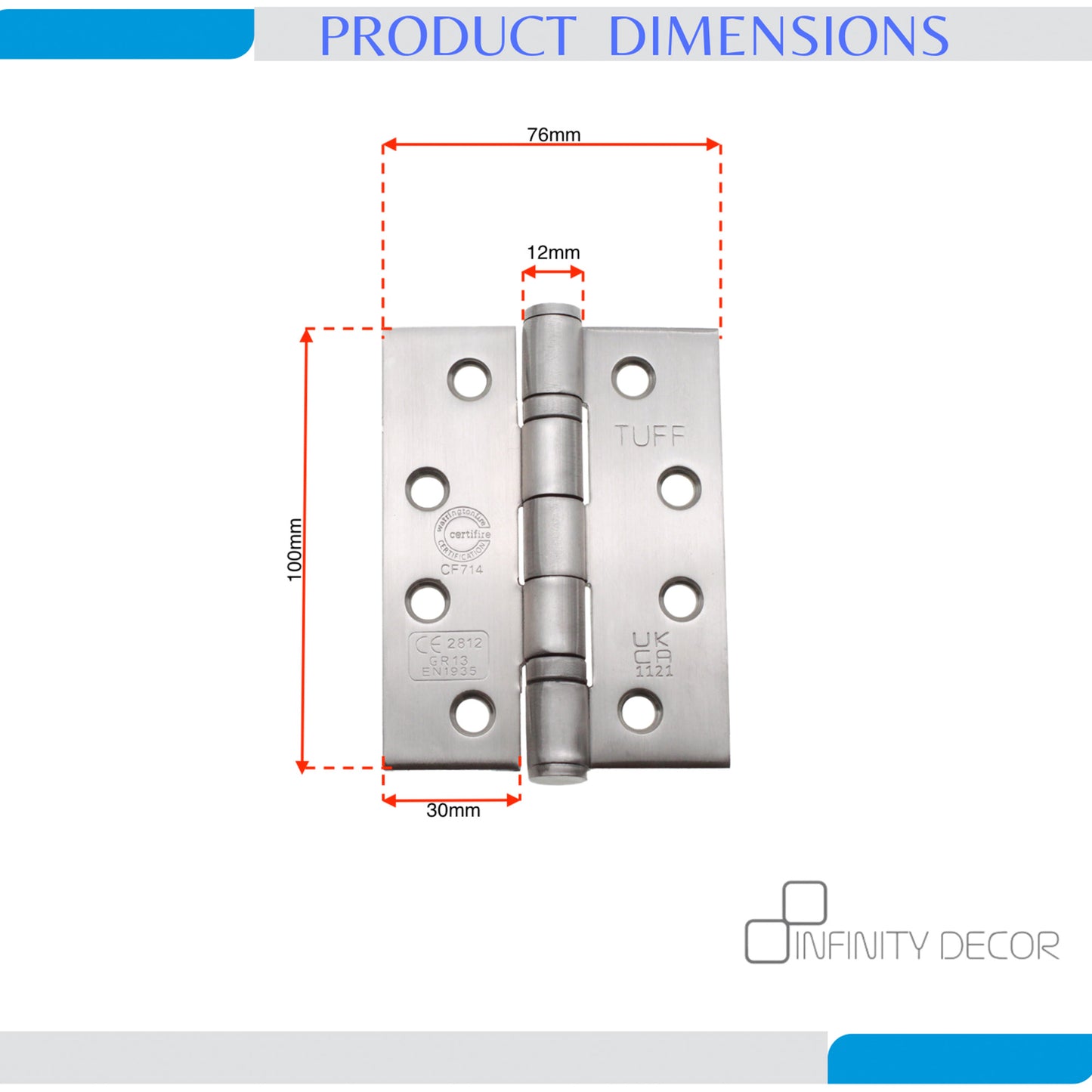 CE13 Stainless Steel BB Hinge - Satin