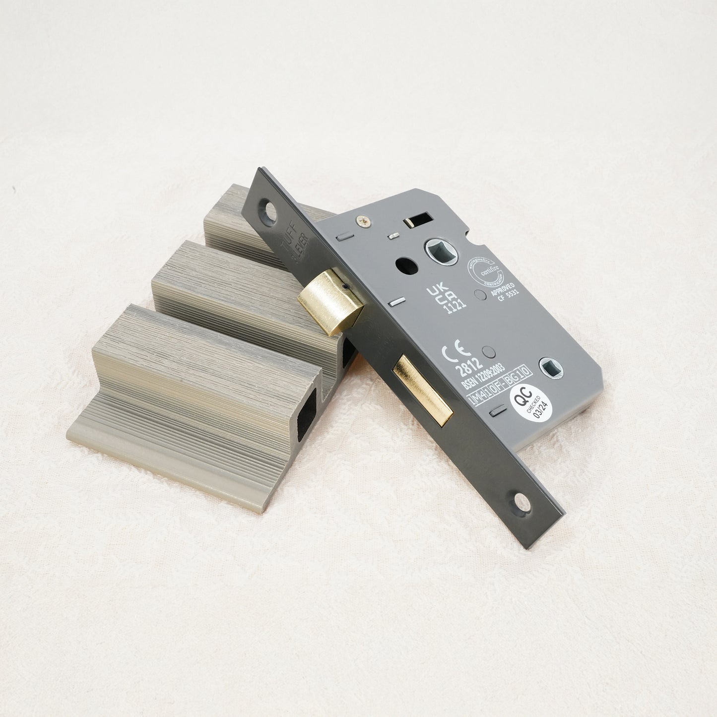 2.5" CE 3 Lever Bathroom Lock FD60 - Gunmetal Grey