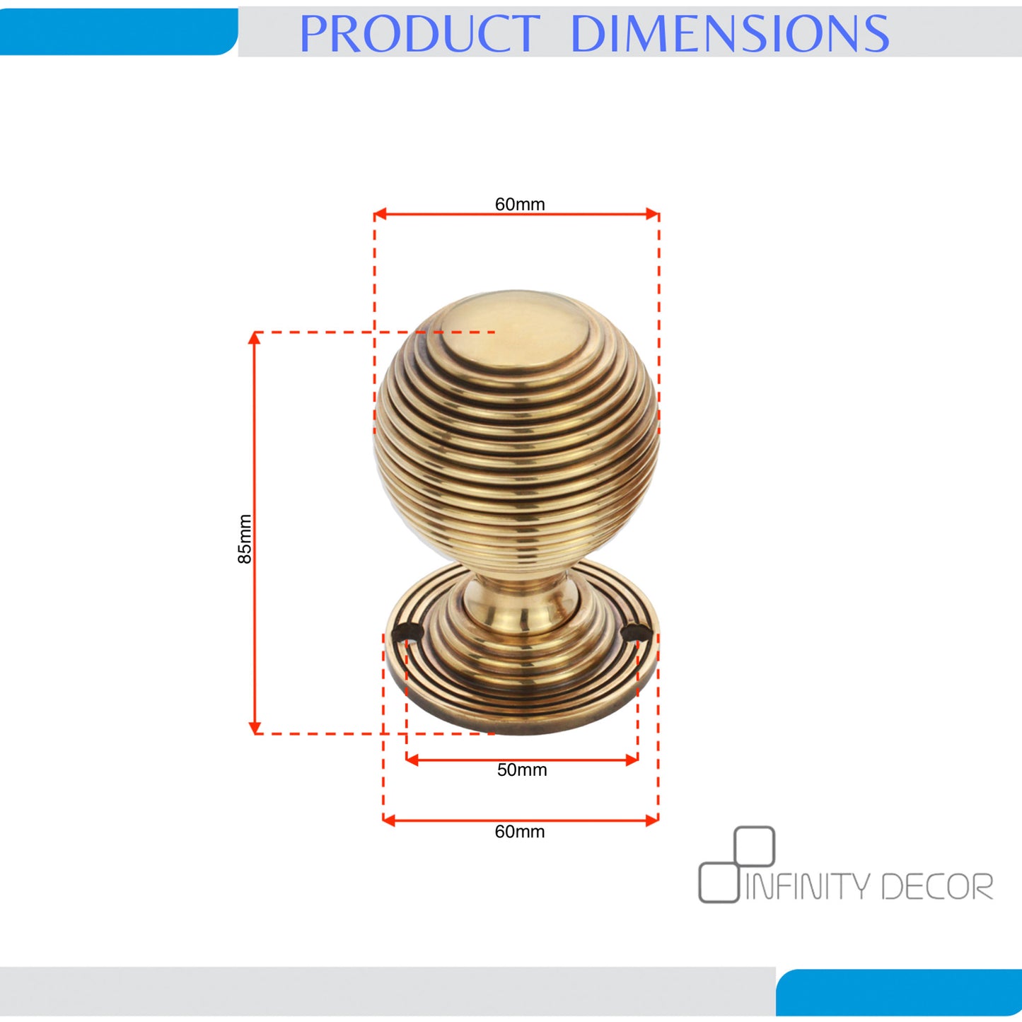 Reeded 60mm Rim/Mortice Door Knob