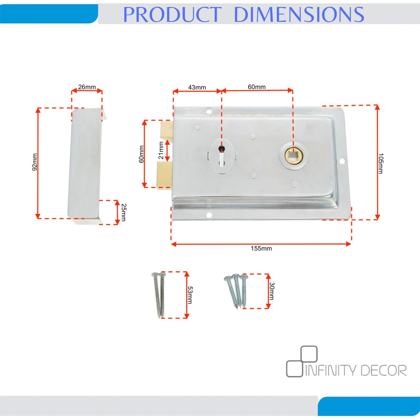 Iron Rim Lock - Fluted Polished Chrome