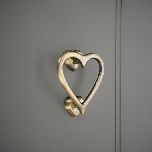 Heart Door Knocker Antique Brass