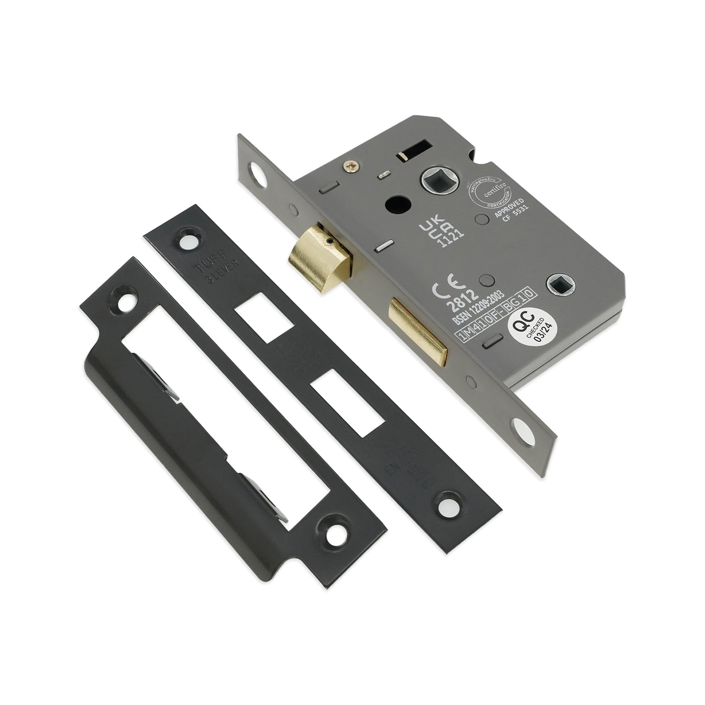 2.5" CE 3 Lever Bathroom Lock FD60 - Gunmetal Grey