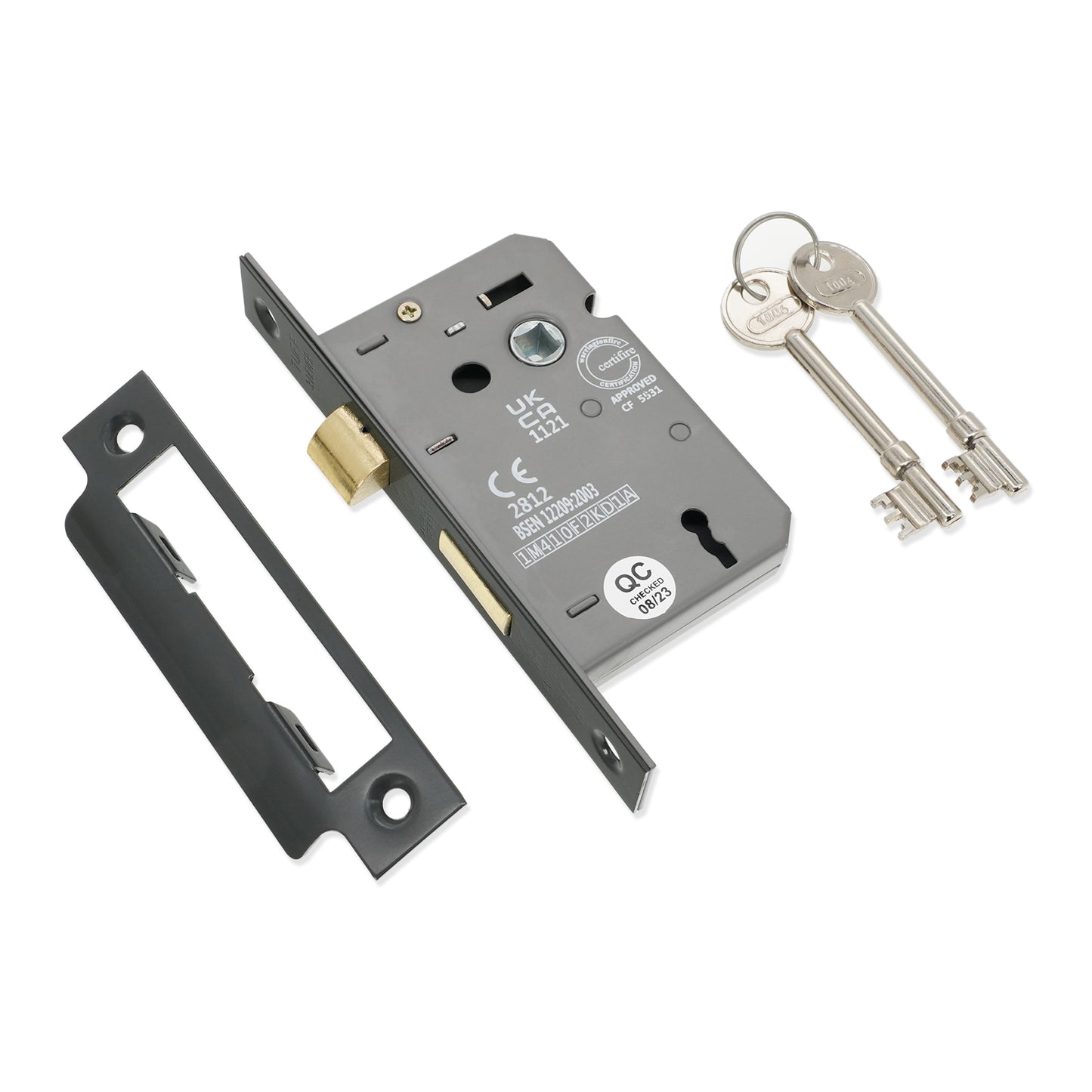 2.5" CE 3 Lever Mortice Sash Lock FD60 - Gunmetal Grey