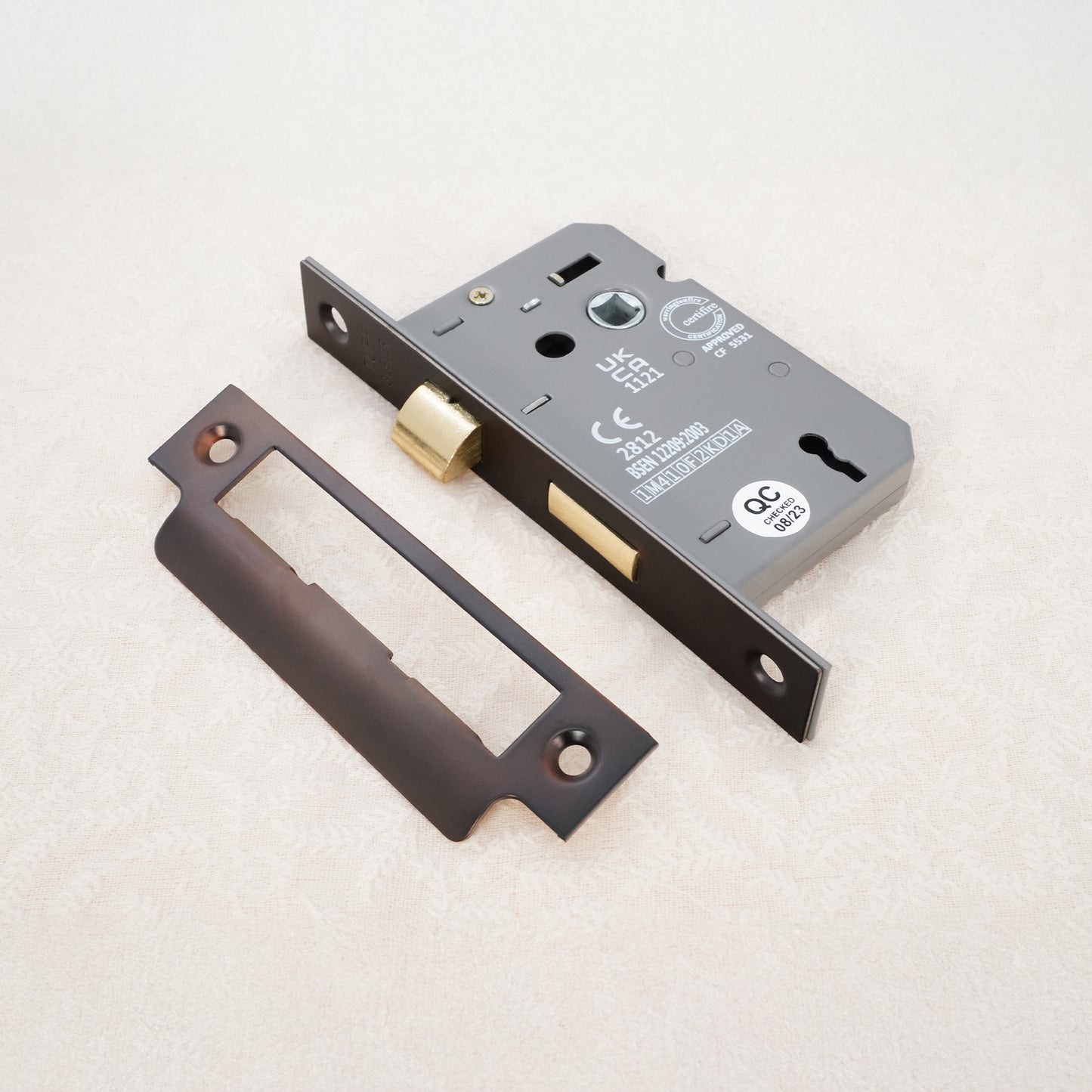 2.5" CE 3 Lever Mortice Sash Lock FD60 - Aged Bronze