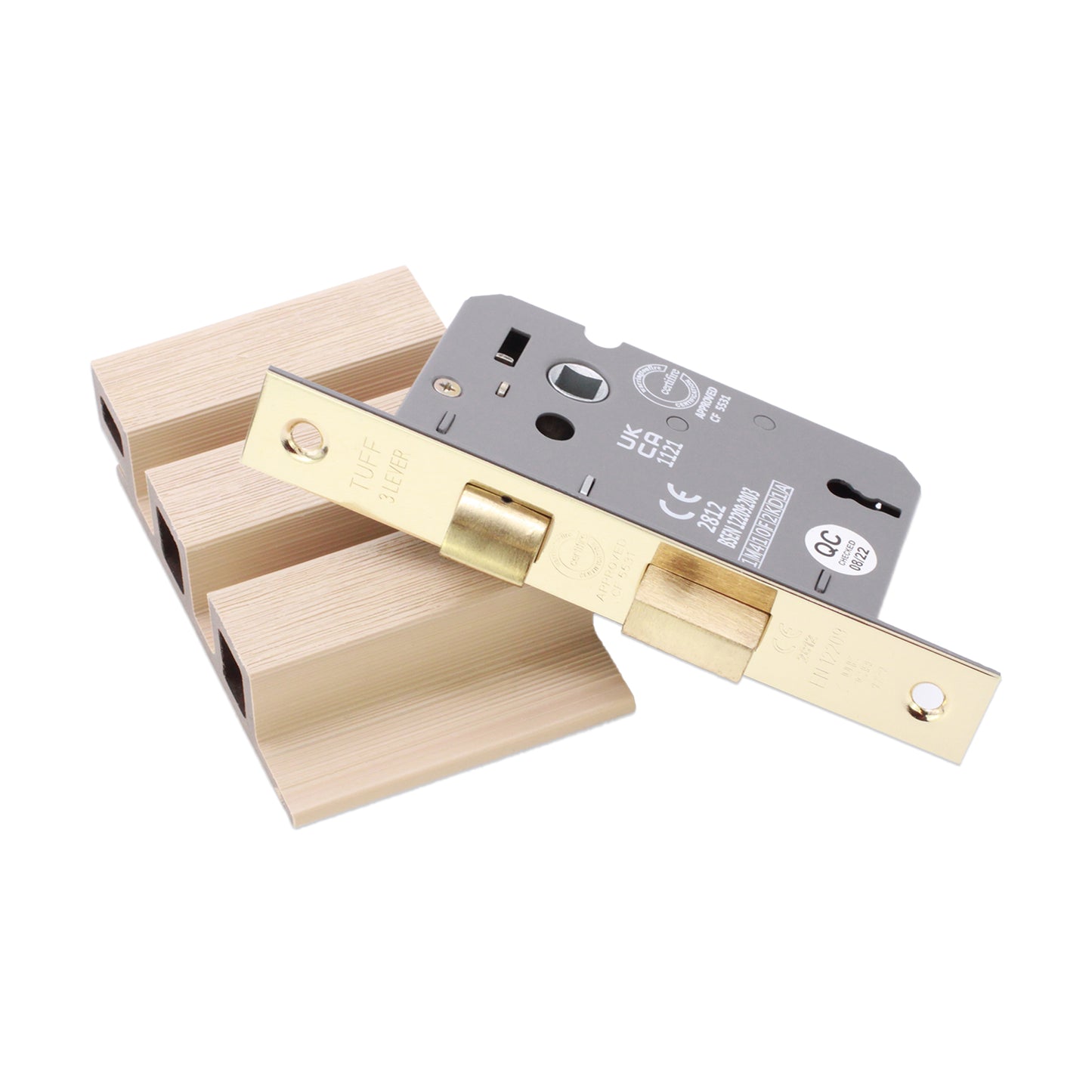 2.5" CE 3 Lever Mortice Sash Lock FD60 - Electro Brass