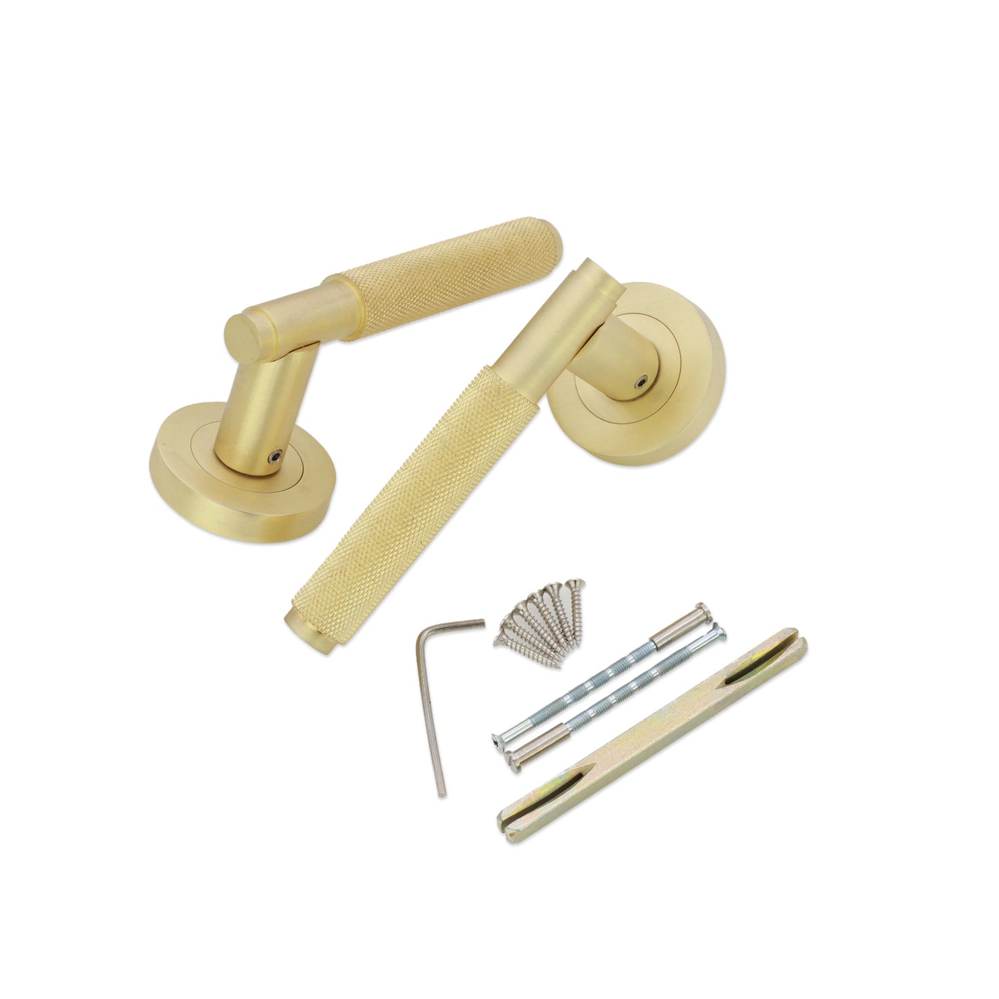 Satin Brass Lever on Rose Home Decor