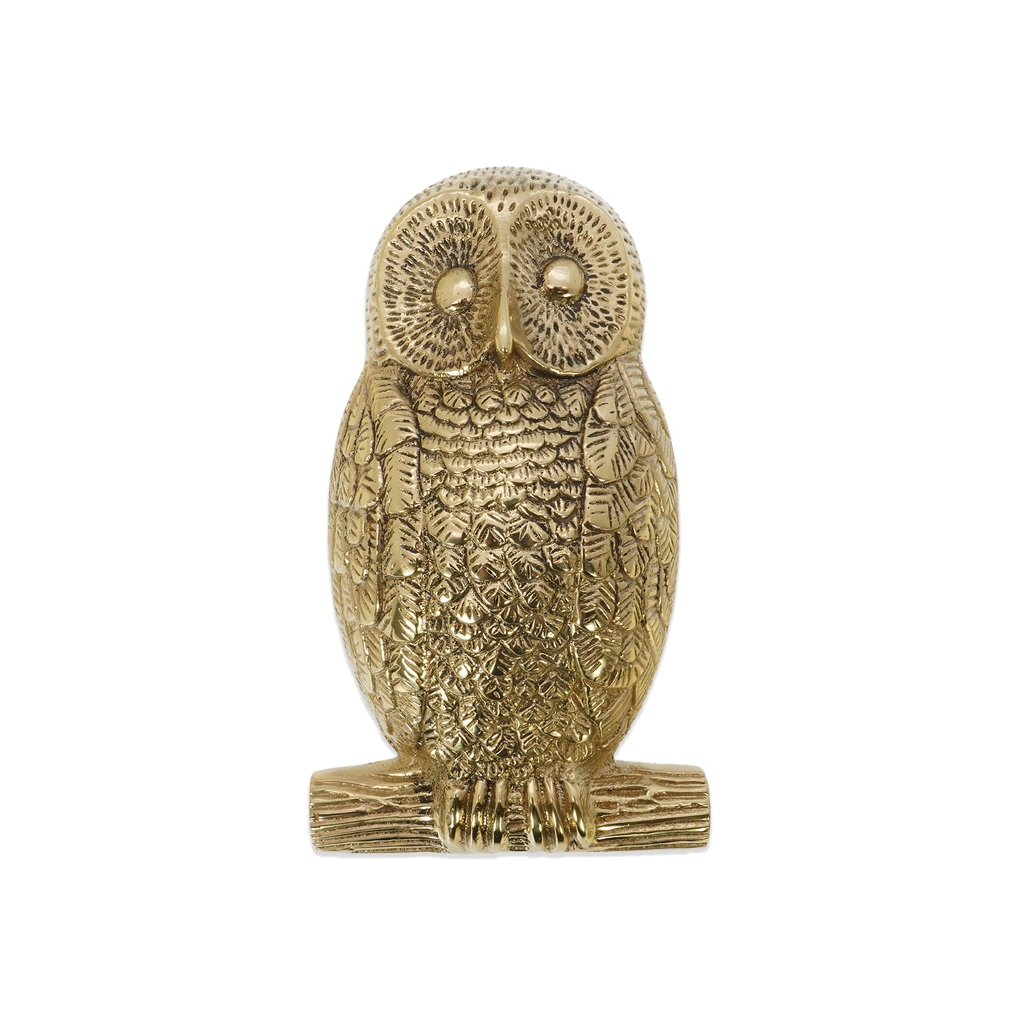 Heurtoir de porte hibou en laiton poli