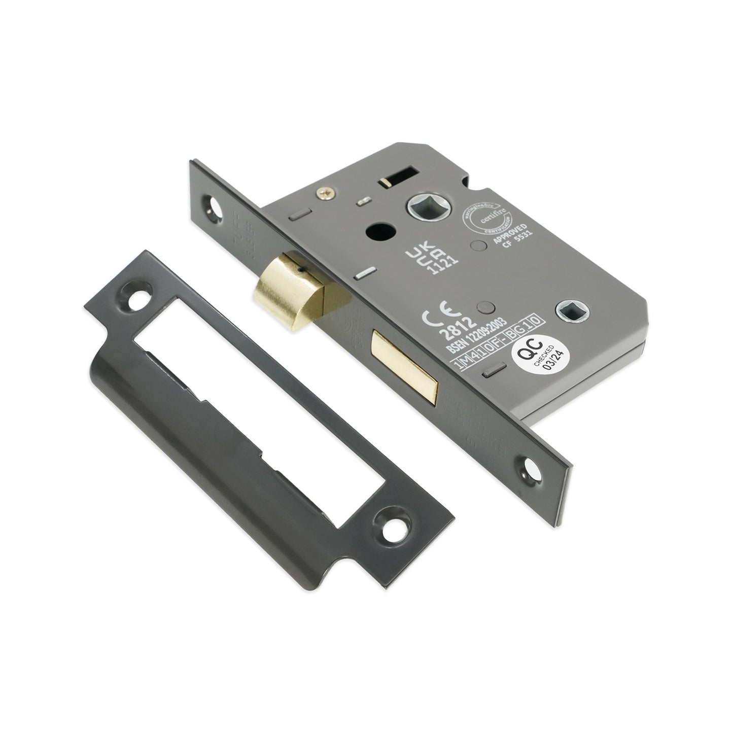 2.5" CE 3 Lever Bathroom Lock FD60 - Gunmetal Grey