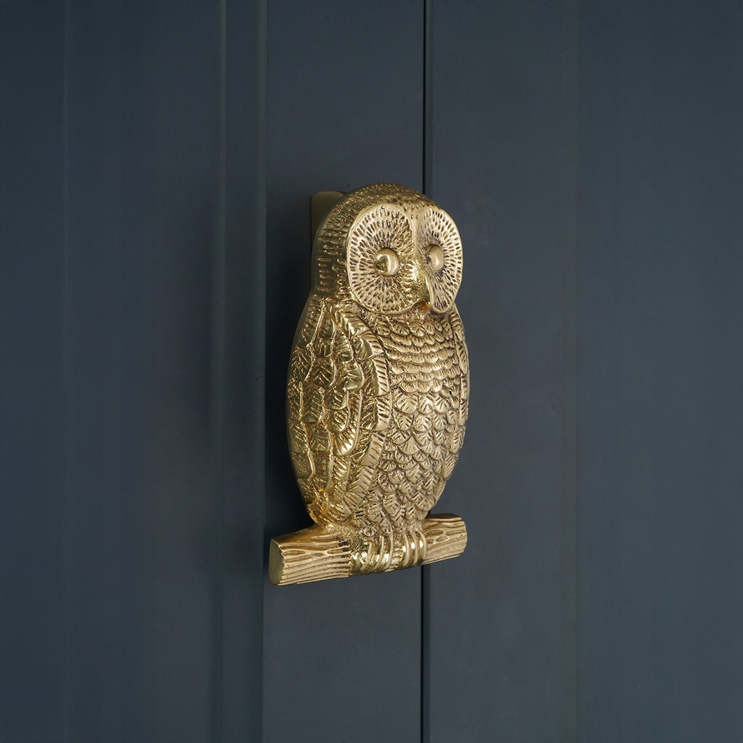 Heurtoir de porte hibou en laiton poli