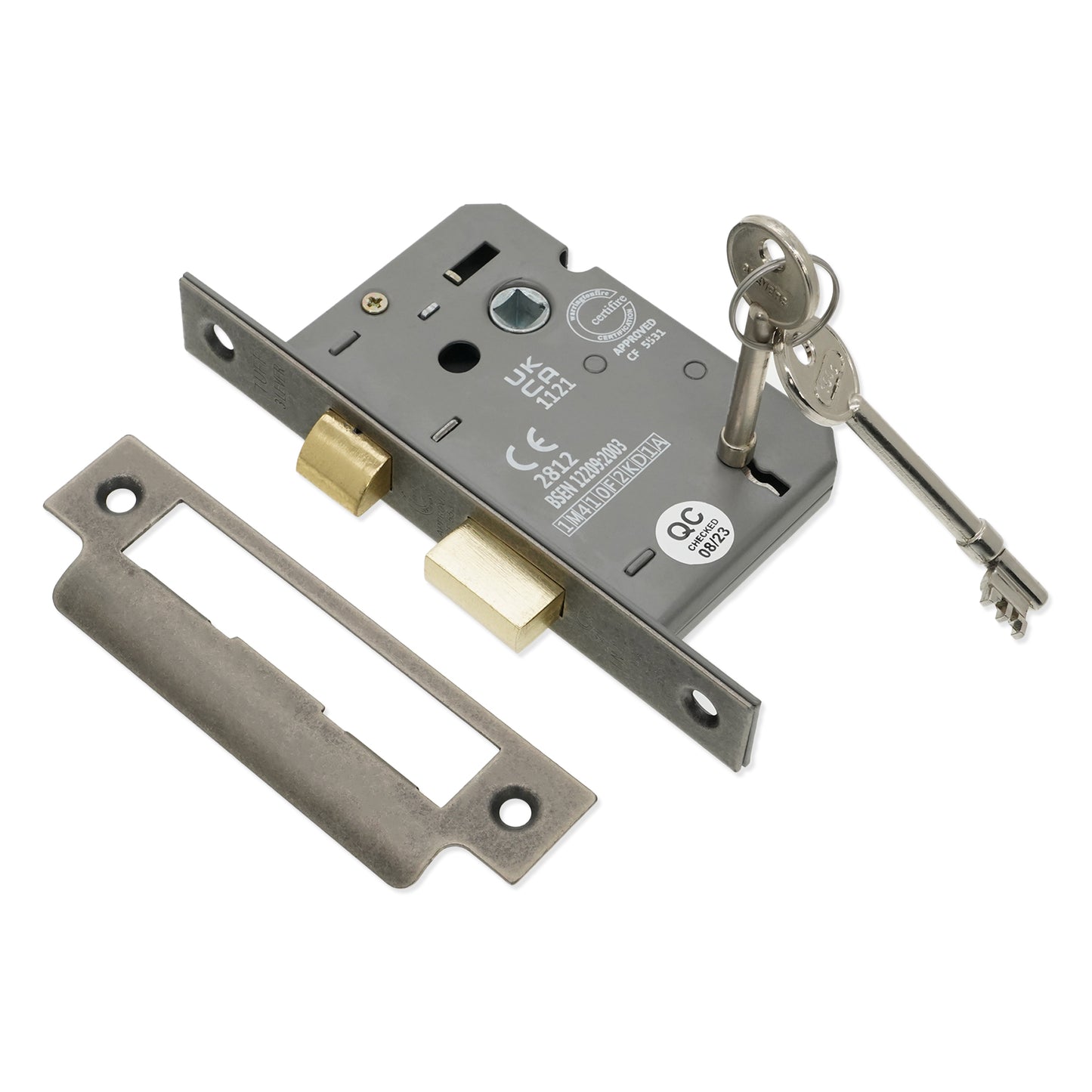 Serrure à mortaise à 3 leviers CE 2,5" FD60 - Étain