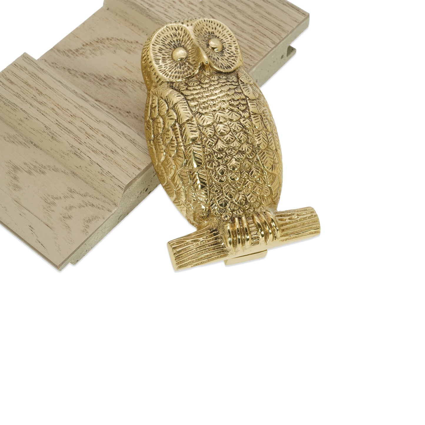 Heurtoir de porte hibou en laiton poli